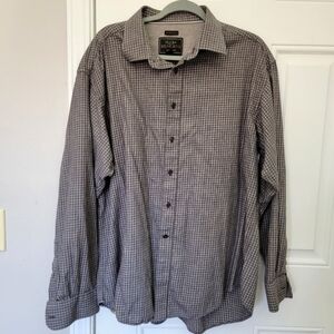 Jos A Bank Reserve Cashmere Silk  Blend Blue Brown Plaid Button Down Shirt XL